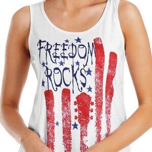 NWT Freedom Rocks Flag Print White Active Tank Top